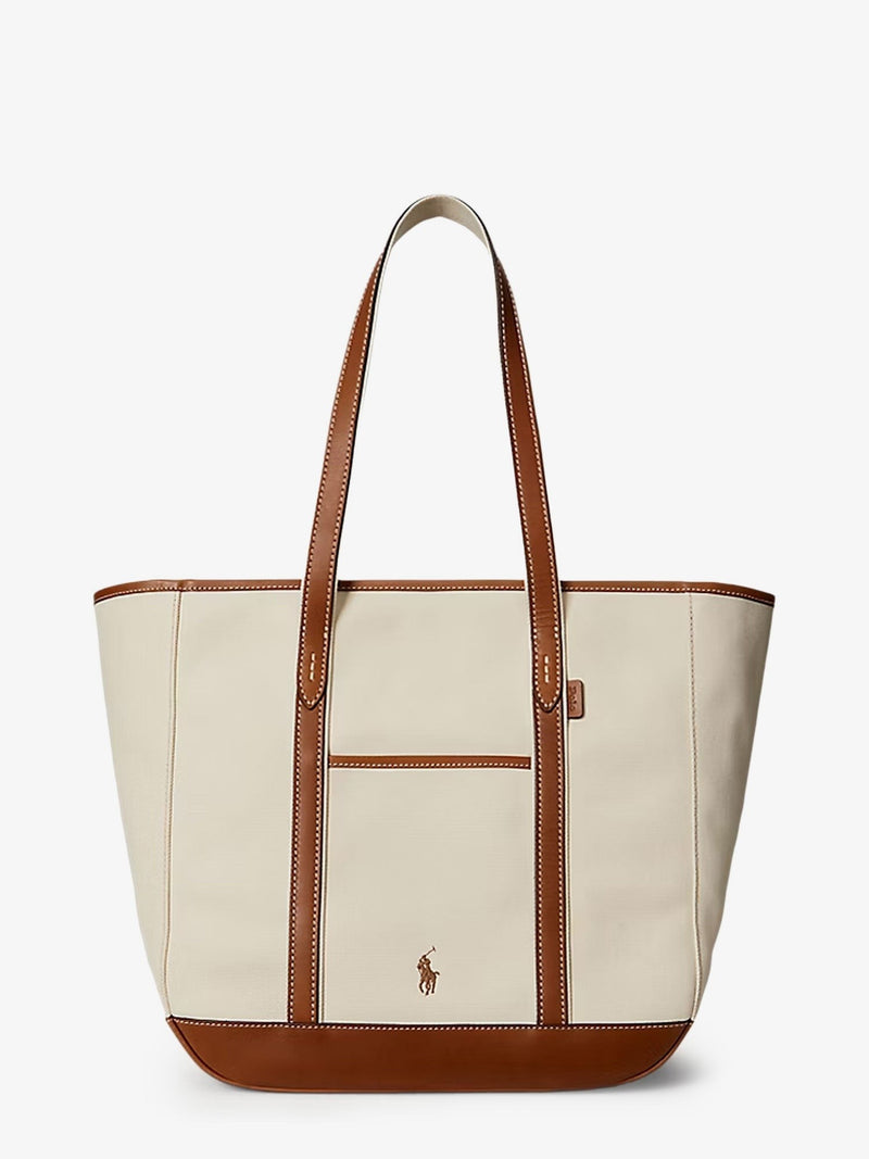 Canvas shopping bag with embroidered logo