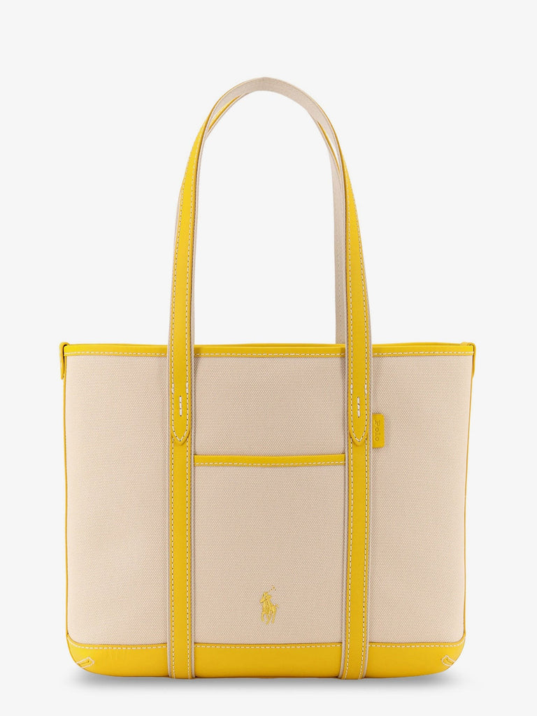 Canvas shoulder bag with embroidered logo on the front
