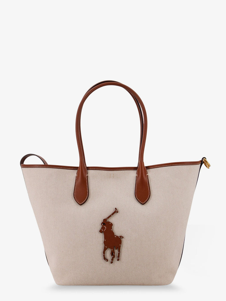 Canvas shoulder bag with front logo patch