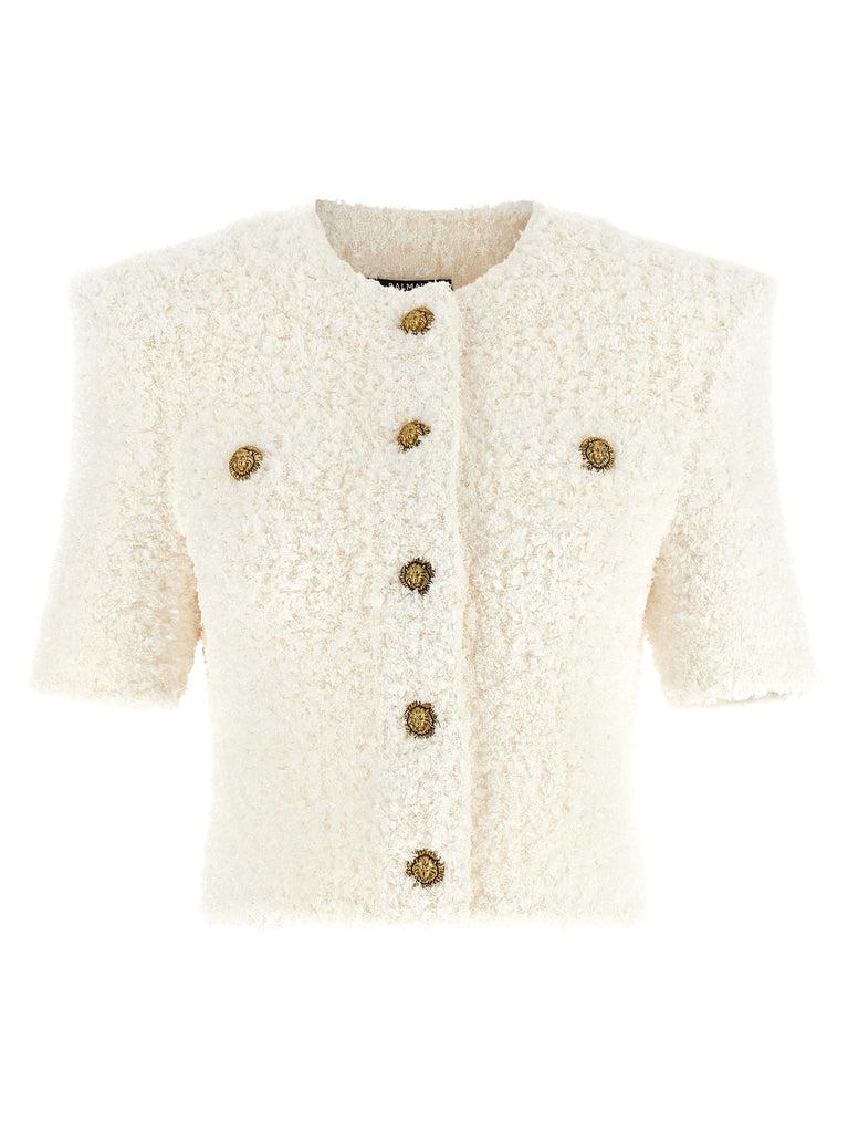 Cardigan tweed plumetis