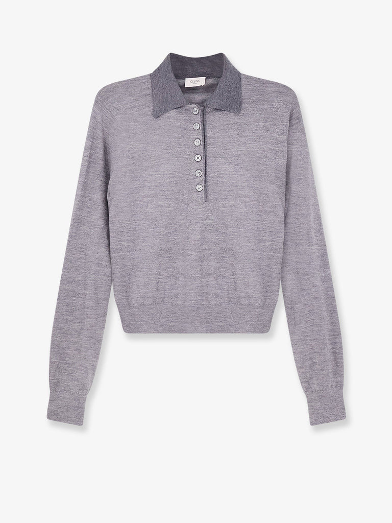 Cashmere and silk polo shirt with embroidery logo on the front