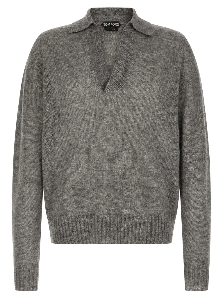Cashmere and silk polo shirt