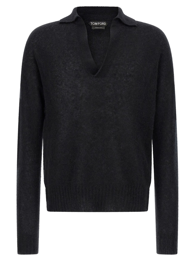 Cashmere and silk polo shirt
