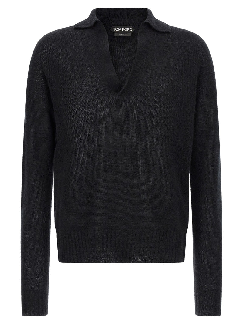 Cashmere and silk polo shirt