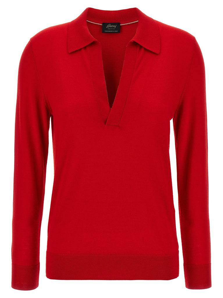 Cashmere and silk polo shirt