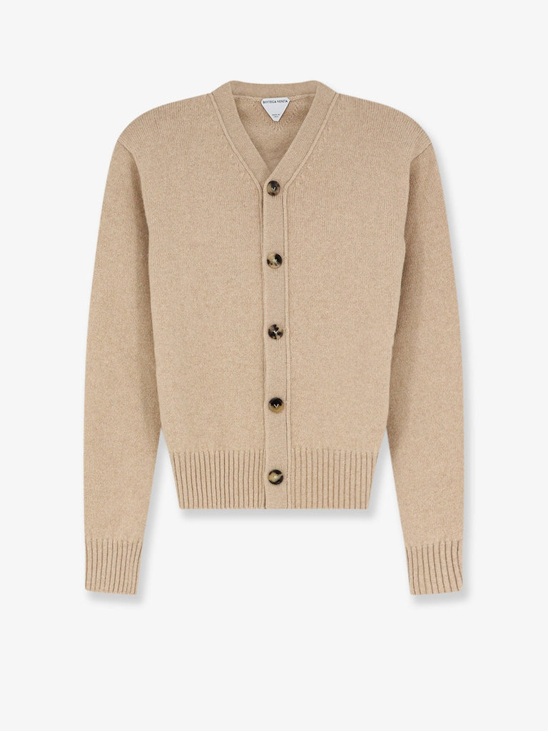 Cashmere blend cardigan with Intrecciato logo patch