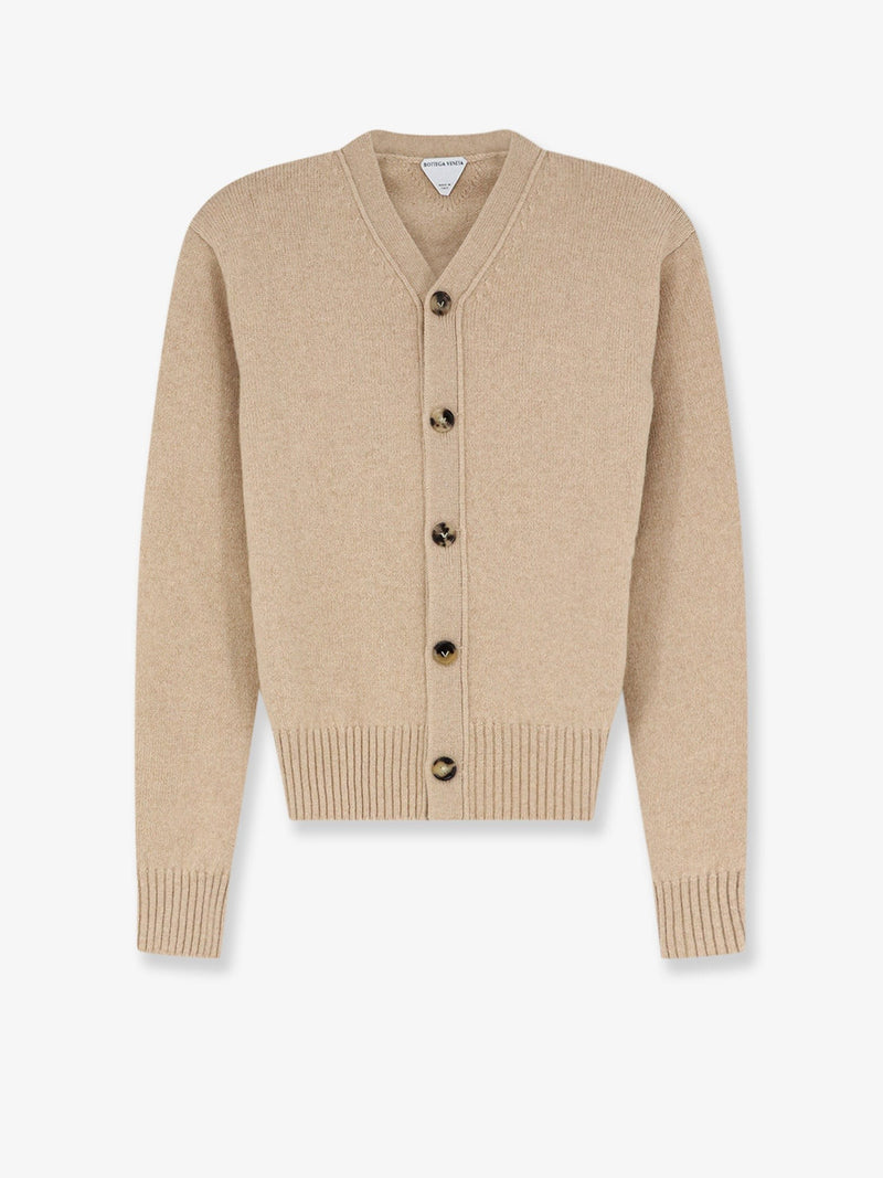 Cashmere blend cardigan with Intrecciato logo patch
