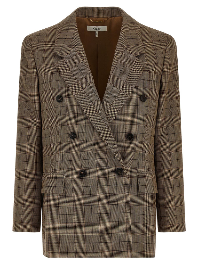 Check double-breasted blazer