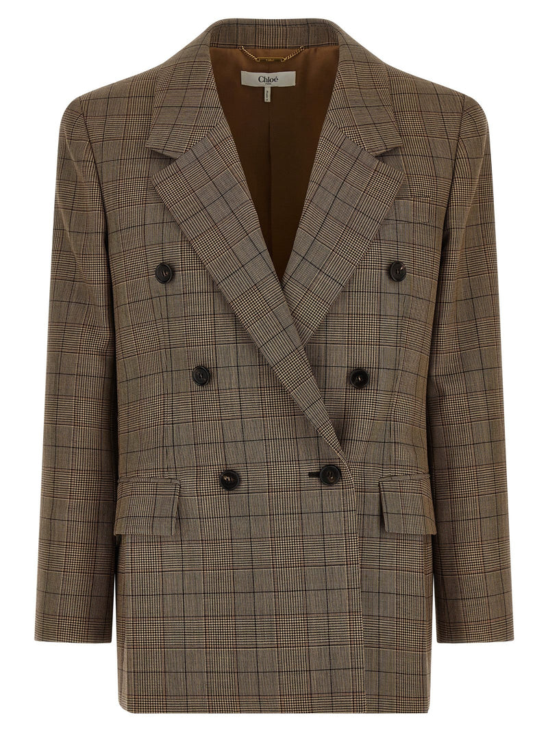 Check double-breasted blazer