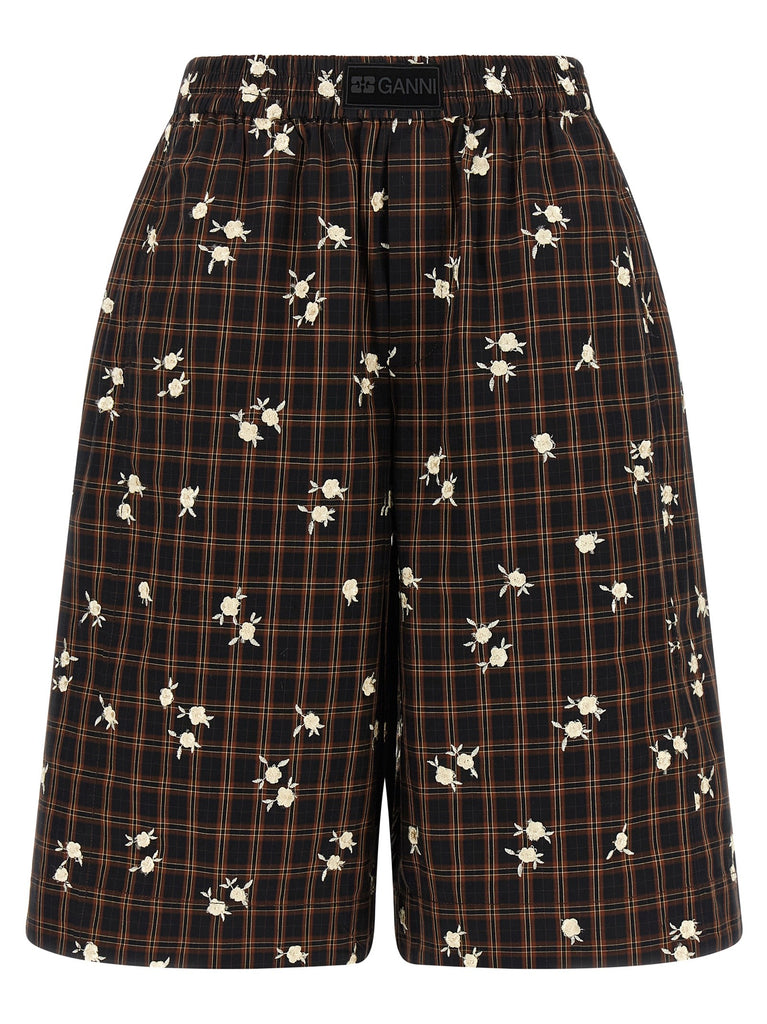 'Check Flower' bermuda shorts