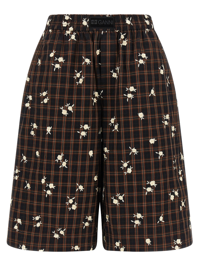 'Check Flower' bermuda shorts