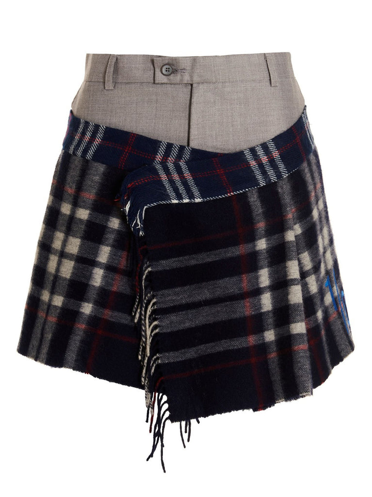 'Check Scarf Reworked' skirt