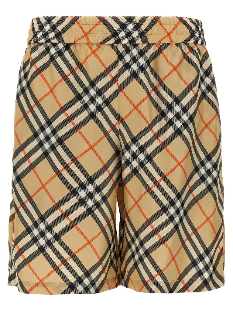 Check silk bermuda shorts