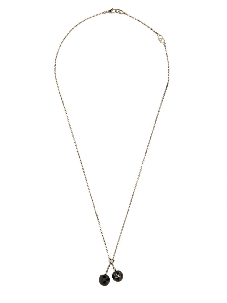 CHEZ VALENTINO METAL AND ENAMEL NECKLACE