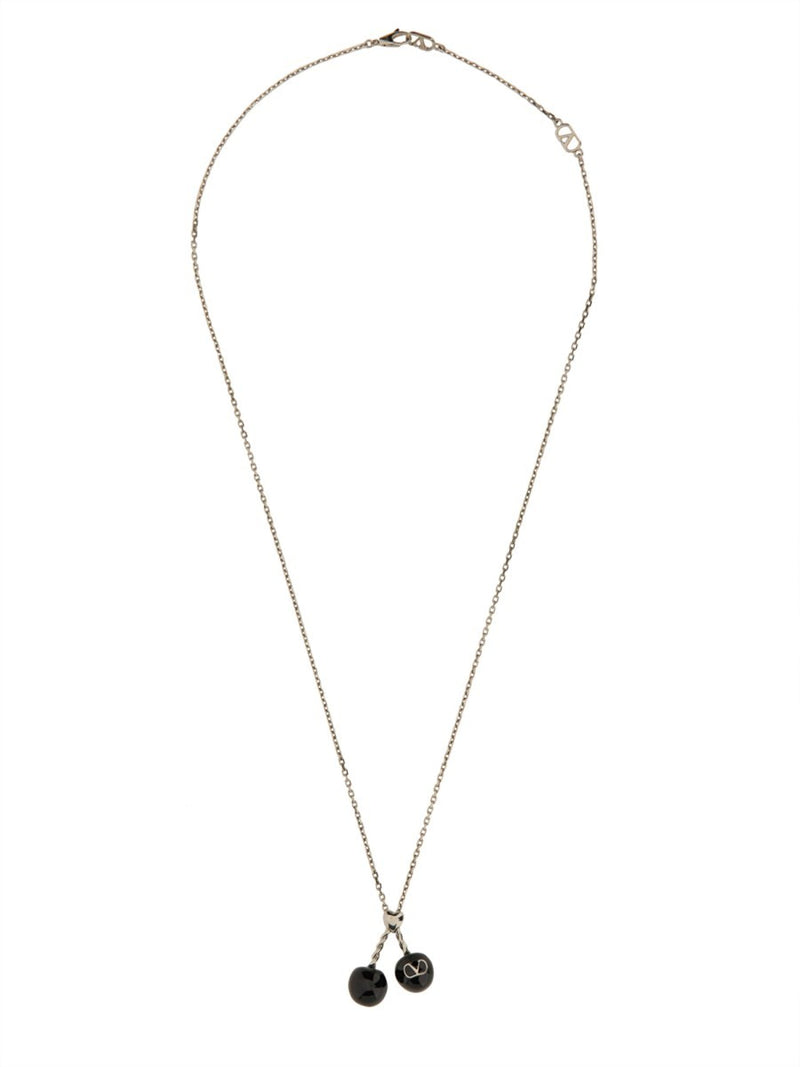 CHEZ VALENTINO METAL AND ENAMEL NECKLACE