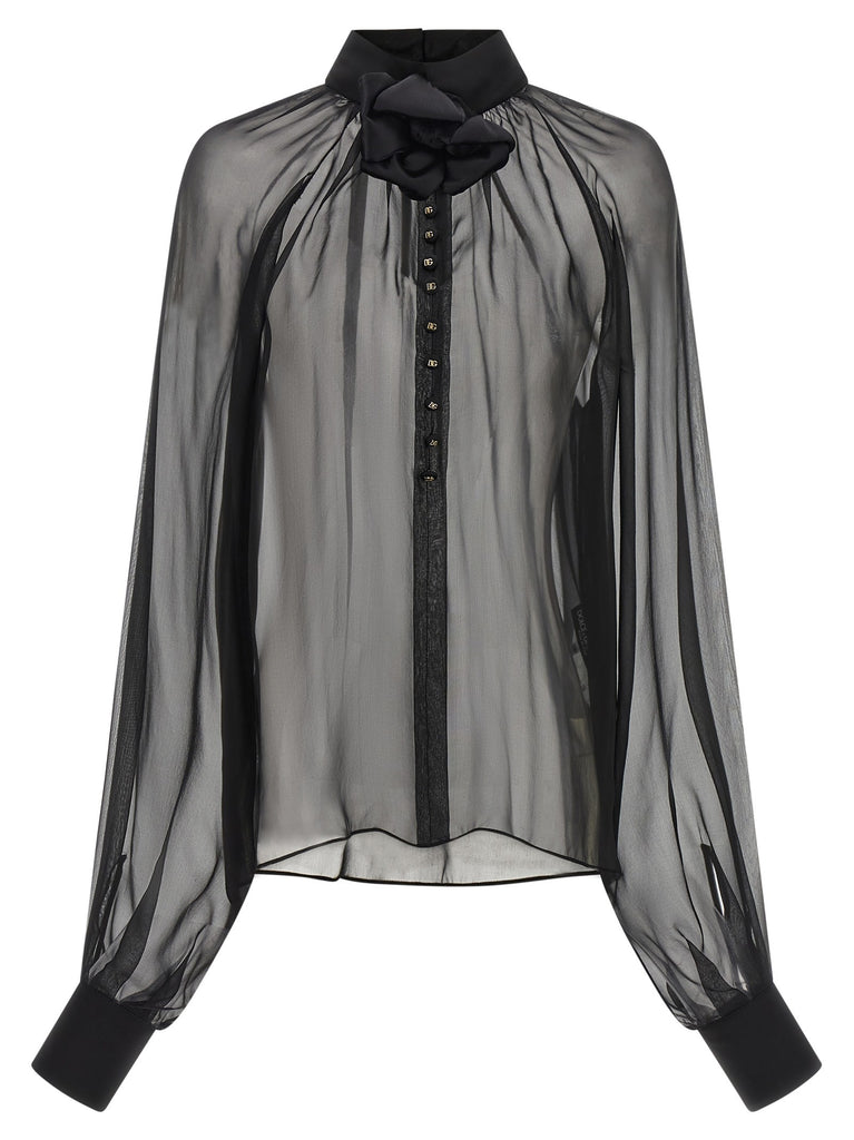 Chiffon blouse with flower