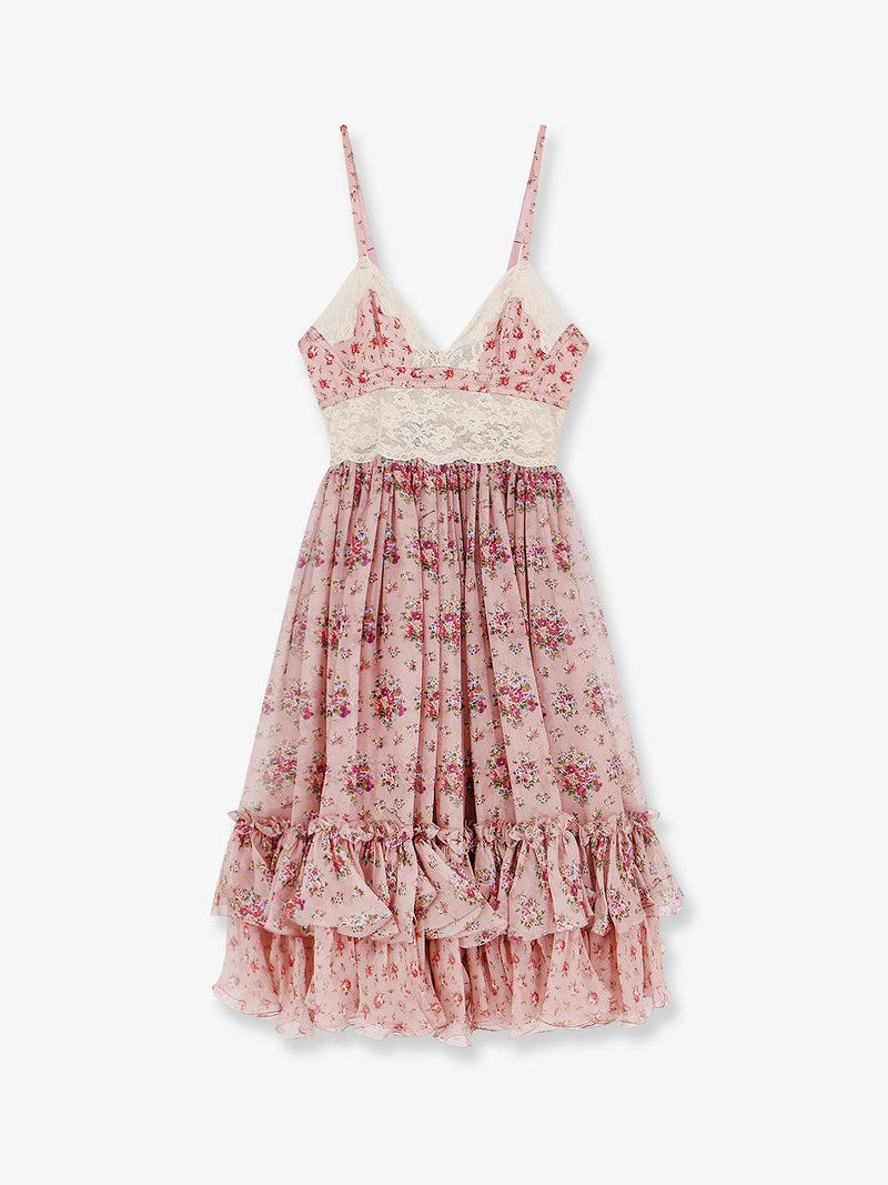 Chiffon dress with a Mazzolini di fiori print