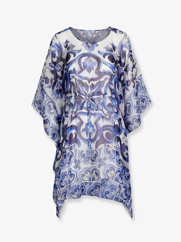 Chiffon kaftan with Maiolica print