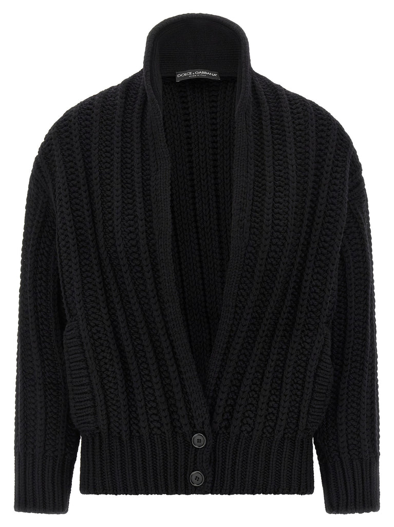 Coarse wool cardigan