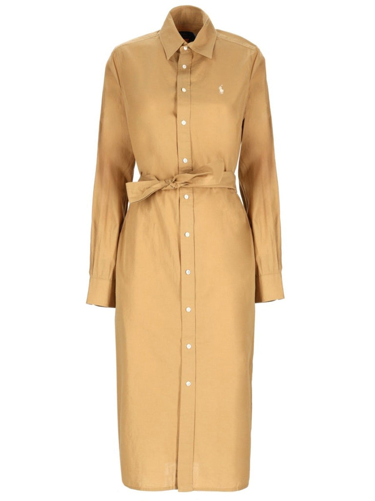 COTTON AND LINEN MIDI DRESS