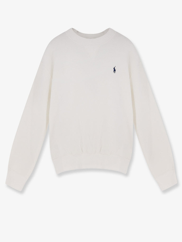 Cotton blend sweater with embroidered logo on the front