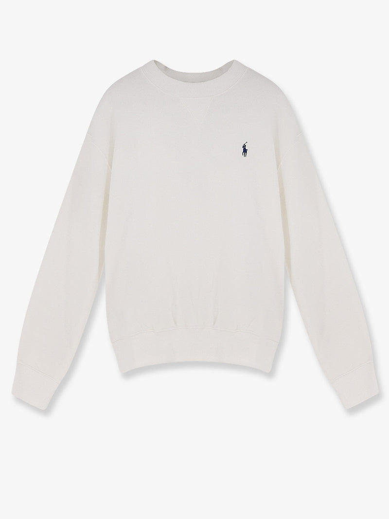 Cotton blend sweater with embroidered logo on the front
