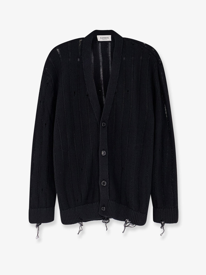 Cotton cardigan with destroyed effect