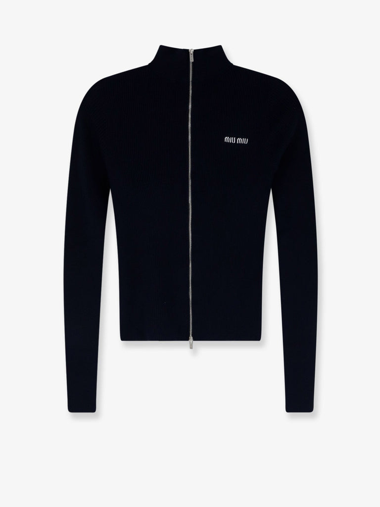 Cotton cardigan with front logo inlay