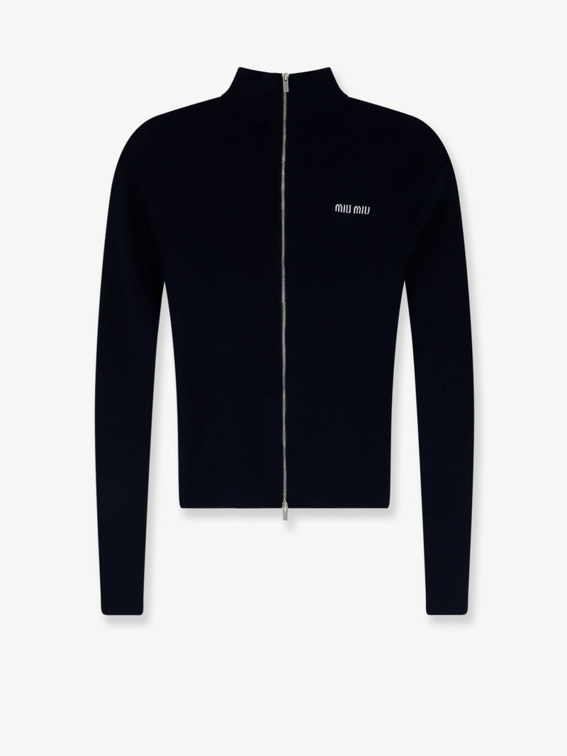 Cotton cardigan with front logo inlay