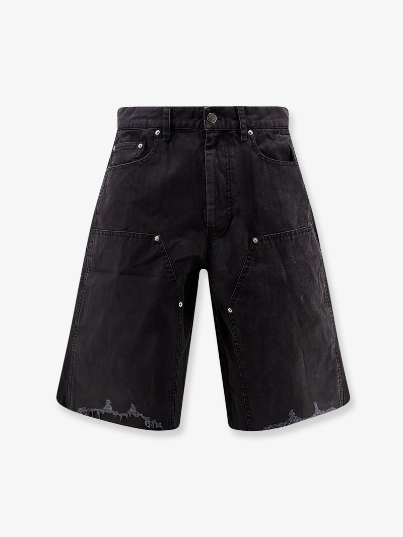 Cotton cargo bermuda shorts with distressed effect