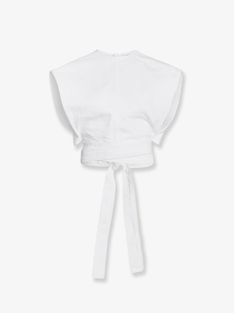 Cotton crop fit Belted top
