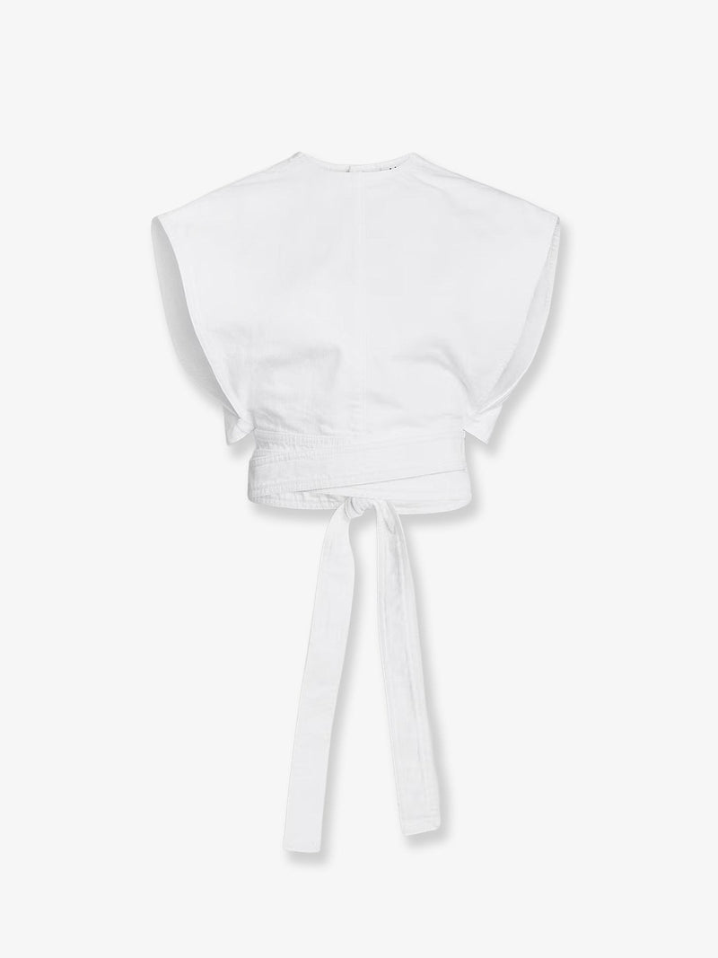 Cotton crop fit Belted top