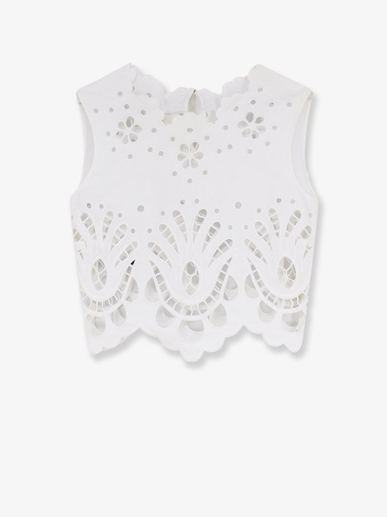 Cotton crop top with cut-out embroidery
