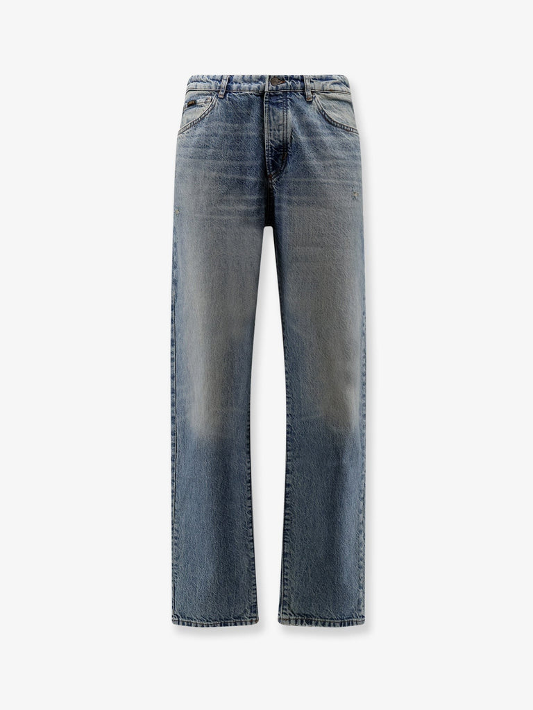 Cotton jeans with back suede logo patch