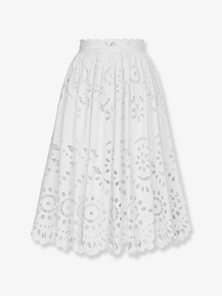 Cotton midi skirt with cut-out details