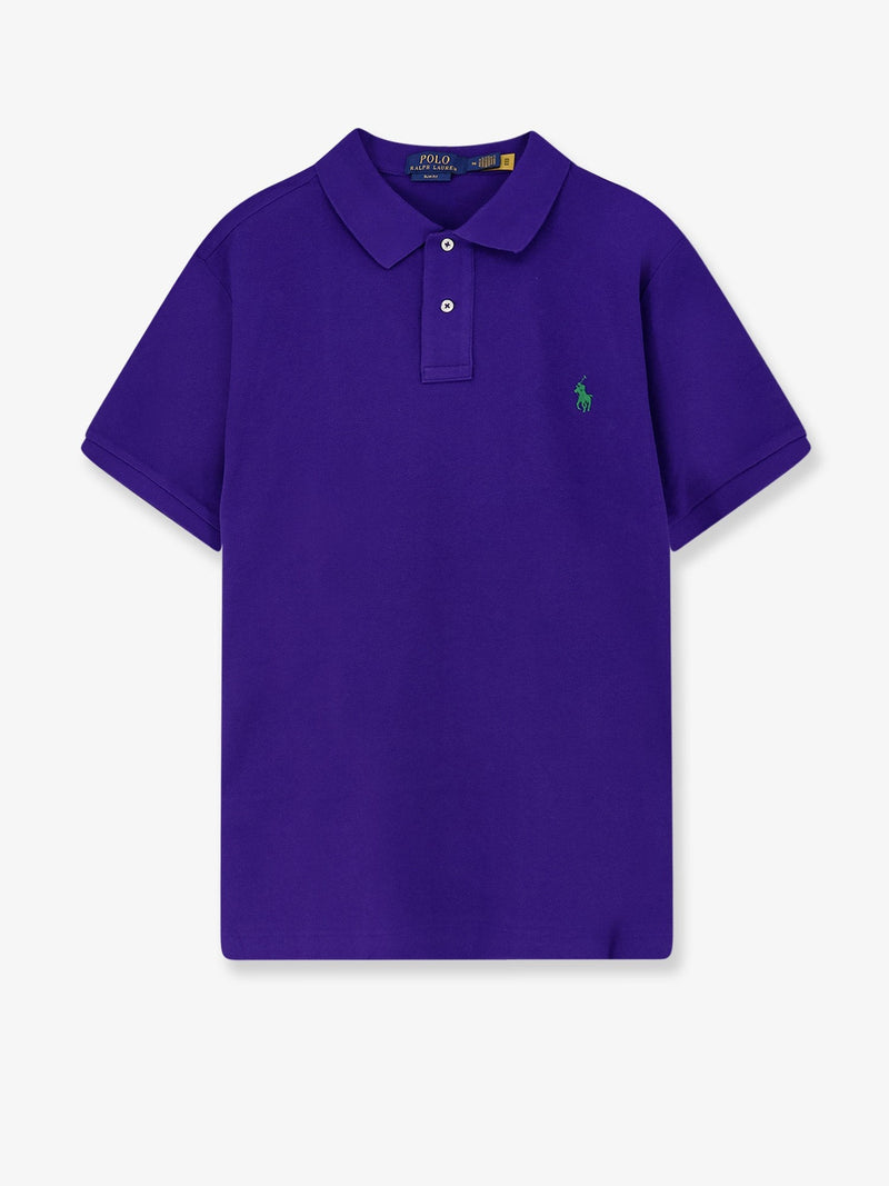 Cotton polo shirt with frontal embroidered logo