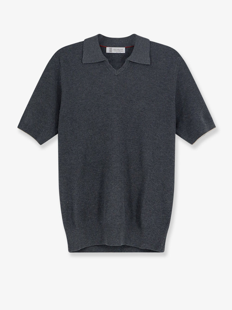Cotton polo shirt with ribbed knit