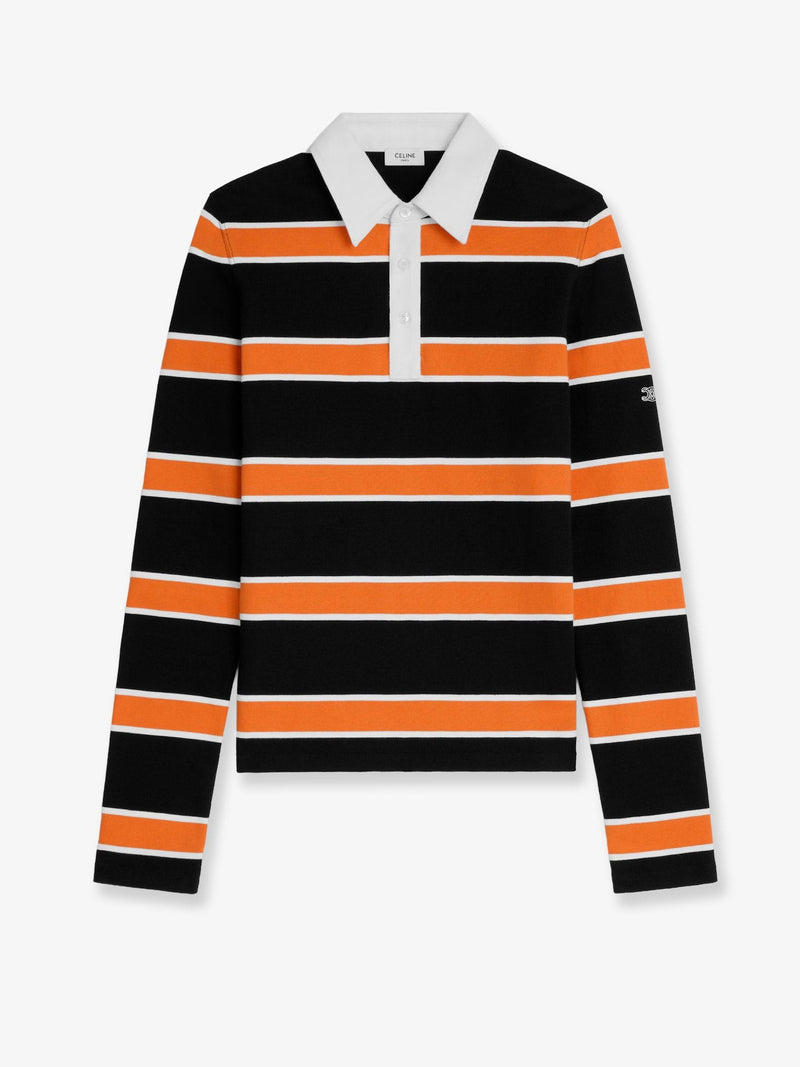 Cotton polo shirt with striped pattern