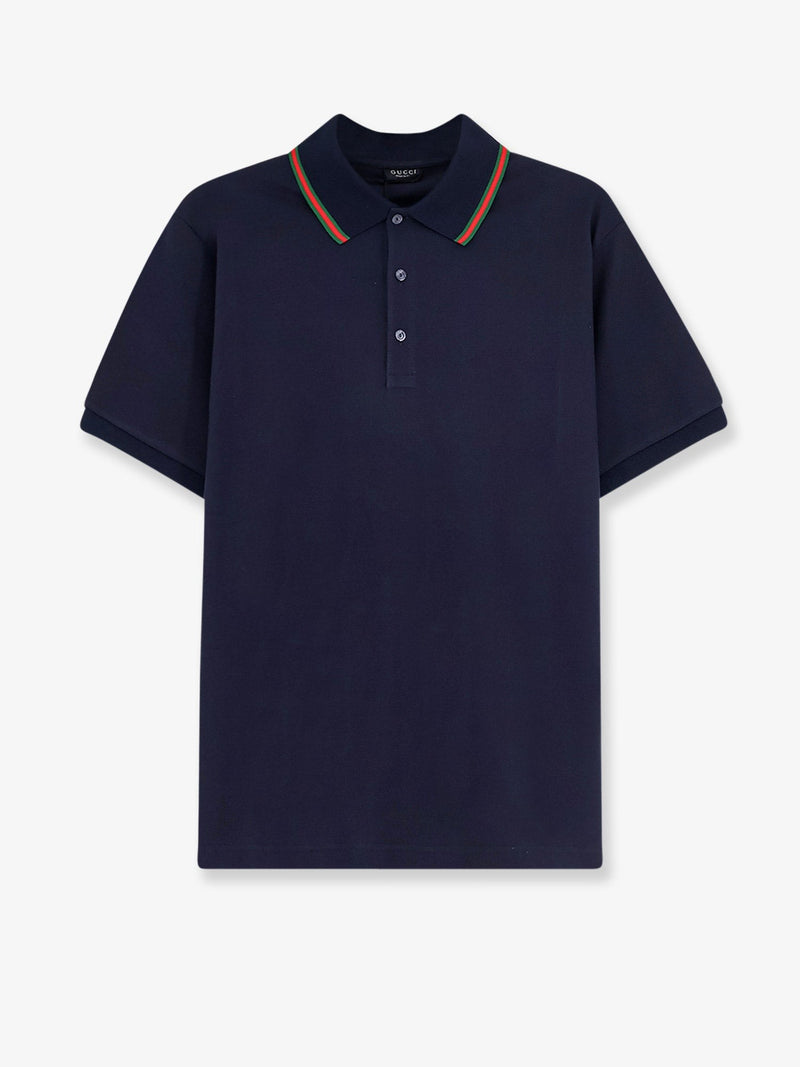 Cotton polo with Nastro Web detail on the collar