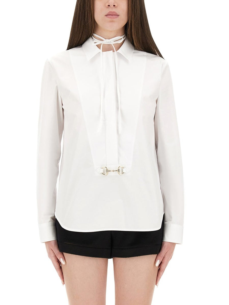 COTTON POPLIN SHIRT WITH CLAMP