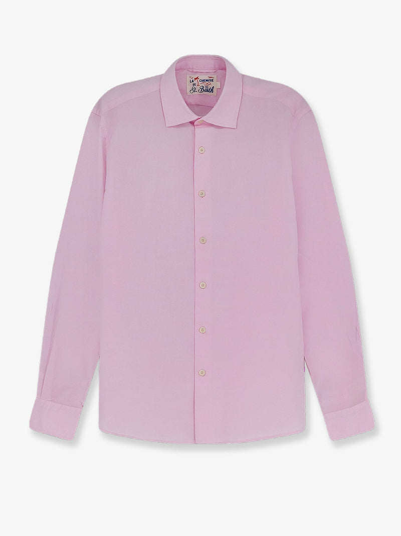 Cotton shirt with front embroidered logo