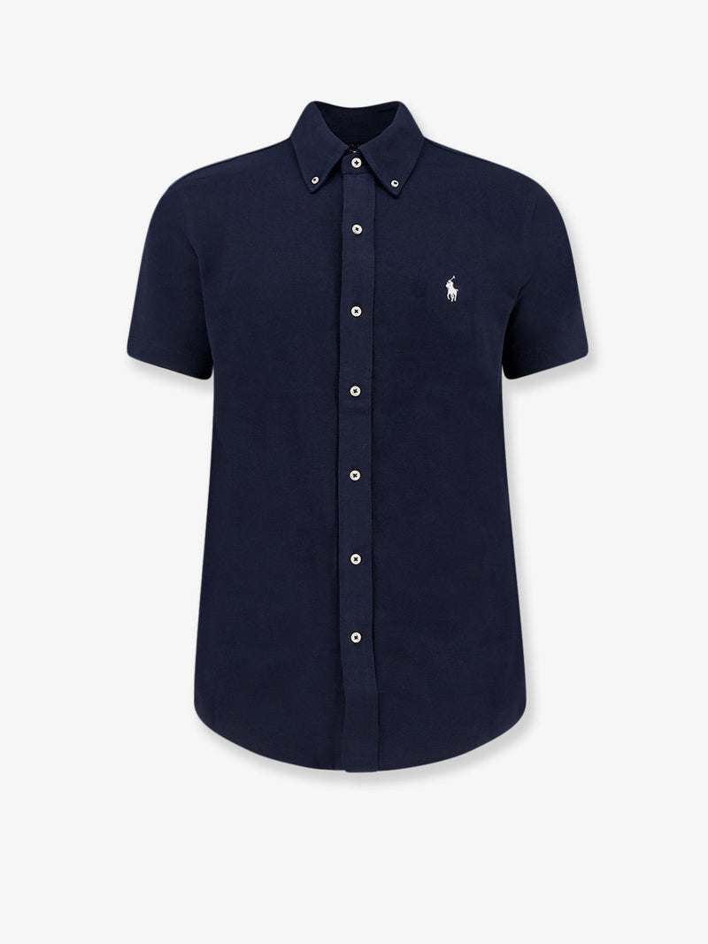 Cotton shirt with front embroidered logo