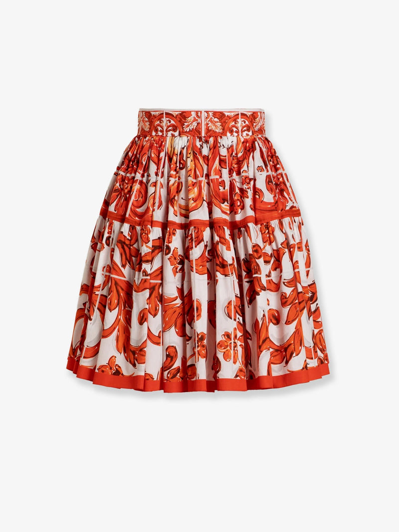 Cotton skirt with Maiolica print