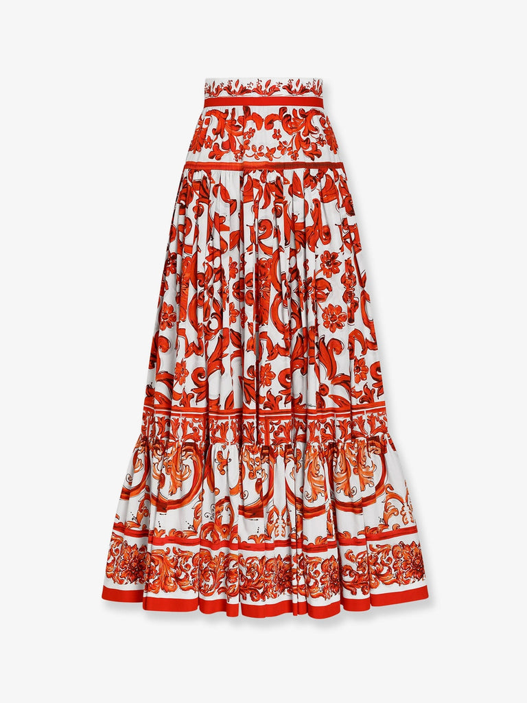 Cotton skirt with Maiolica print