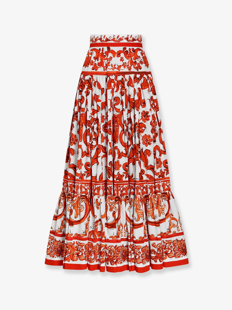 Cotton skirt with Maiolica print