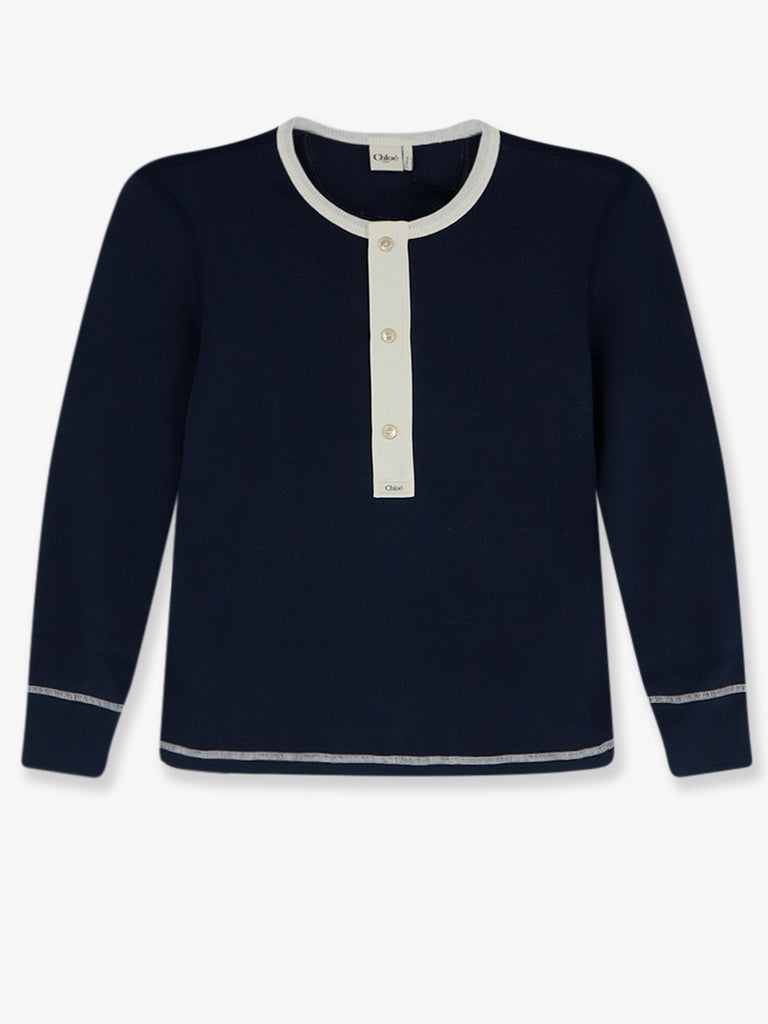 Cotton sweater with contrasting inserts