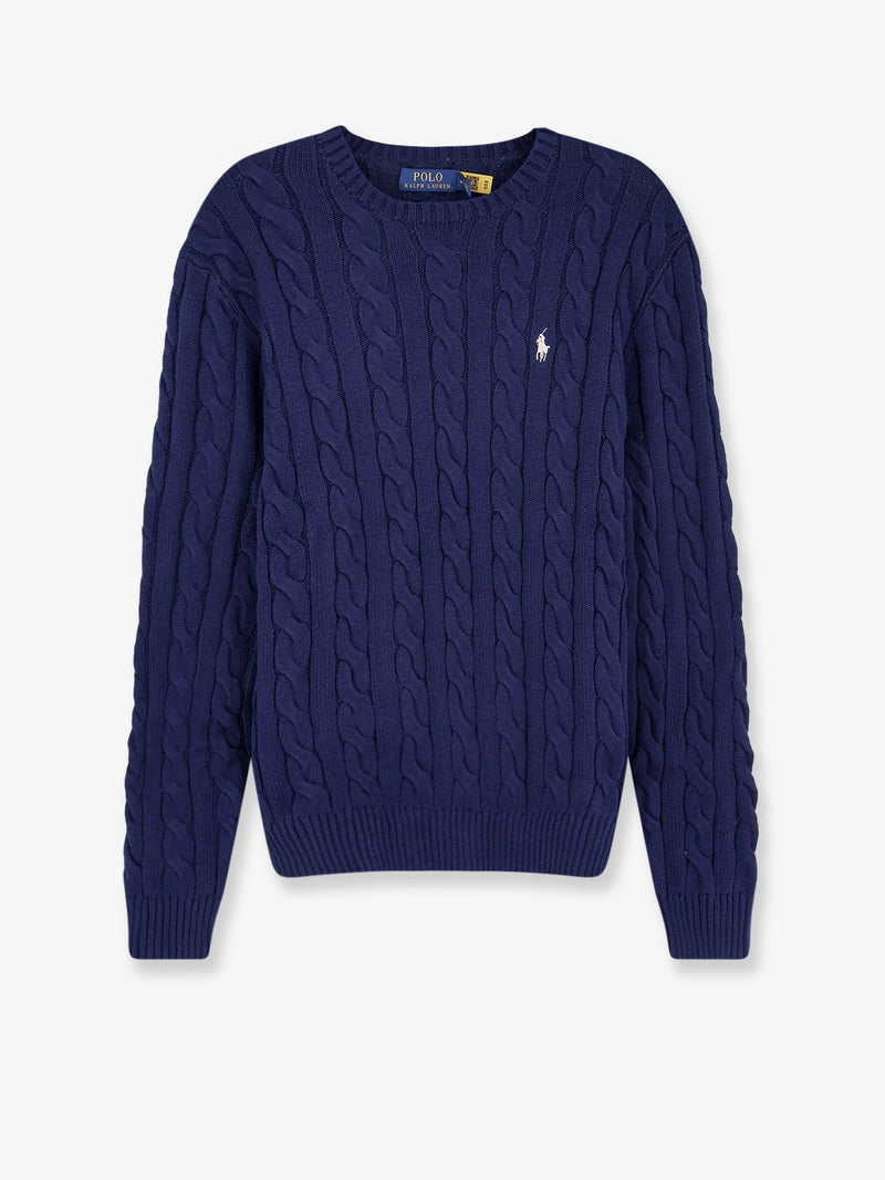 Cotton sweater with embroidered logo on the front