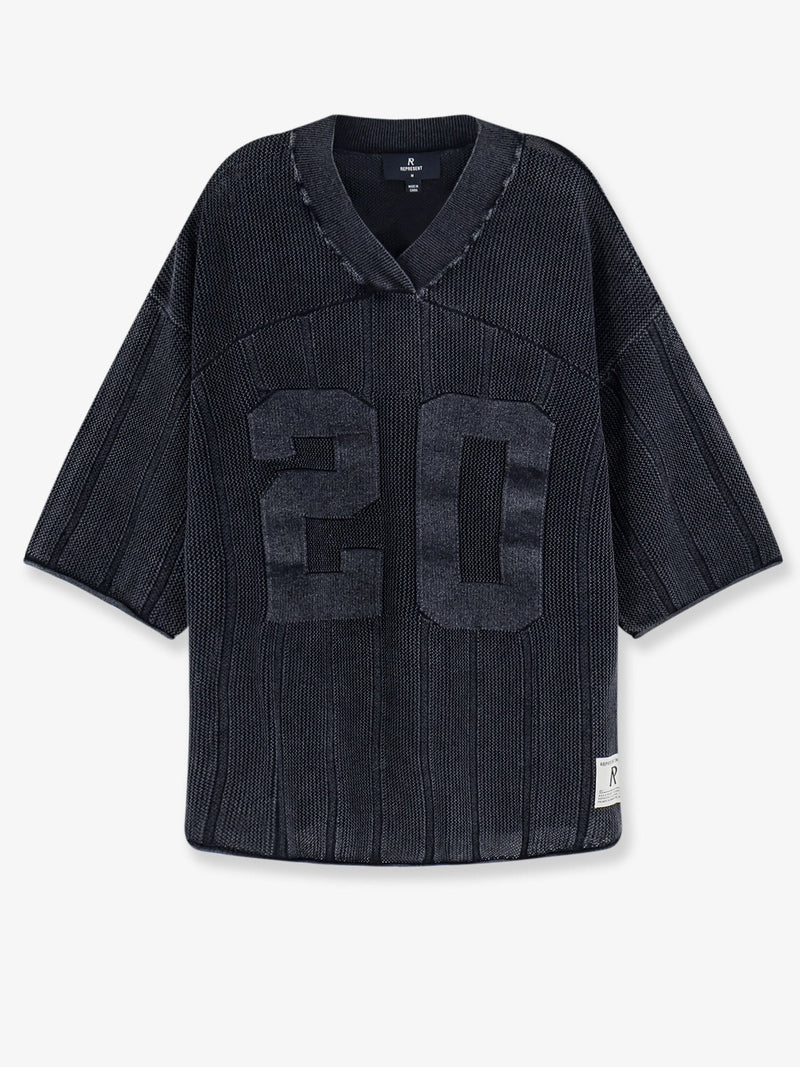 Cotton sweater with logo patch on the bottom