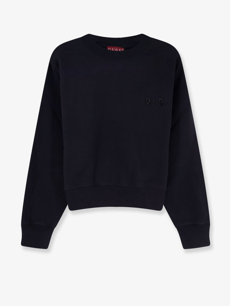 Cotton sweatshirt with beaded Horsebit detail