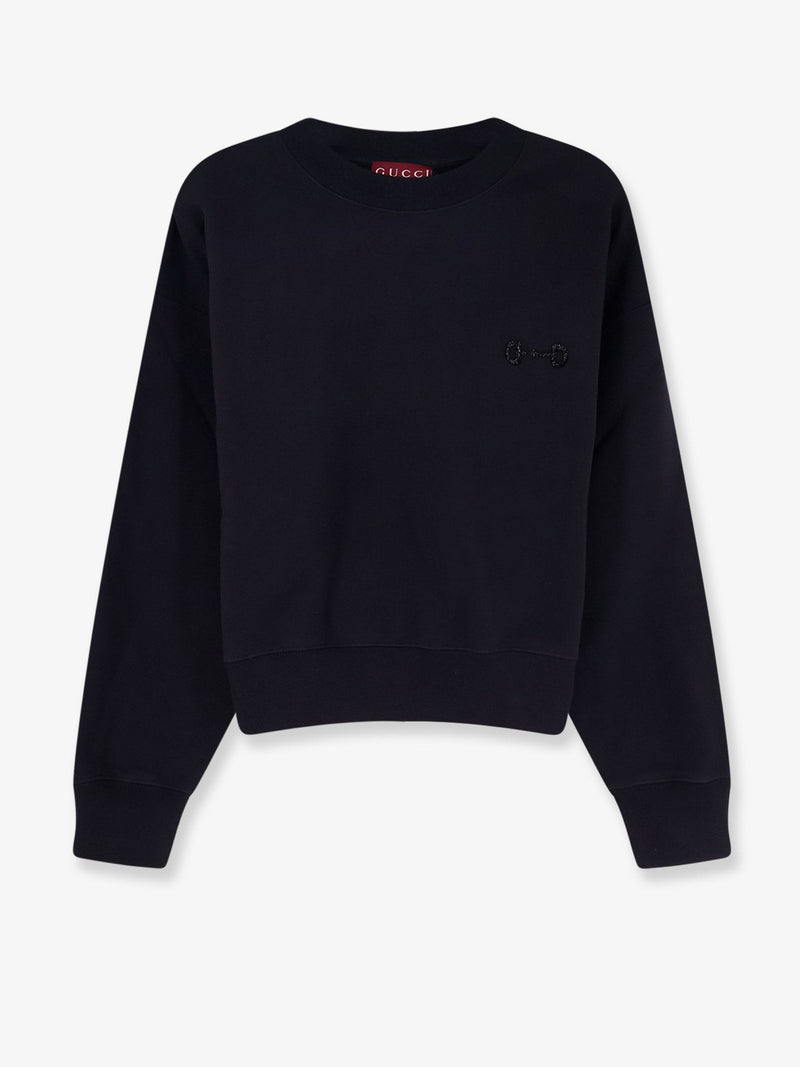 Cotton sweatshirt with beaded Horsebit detail